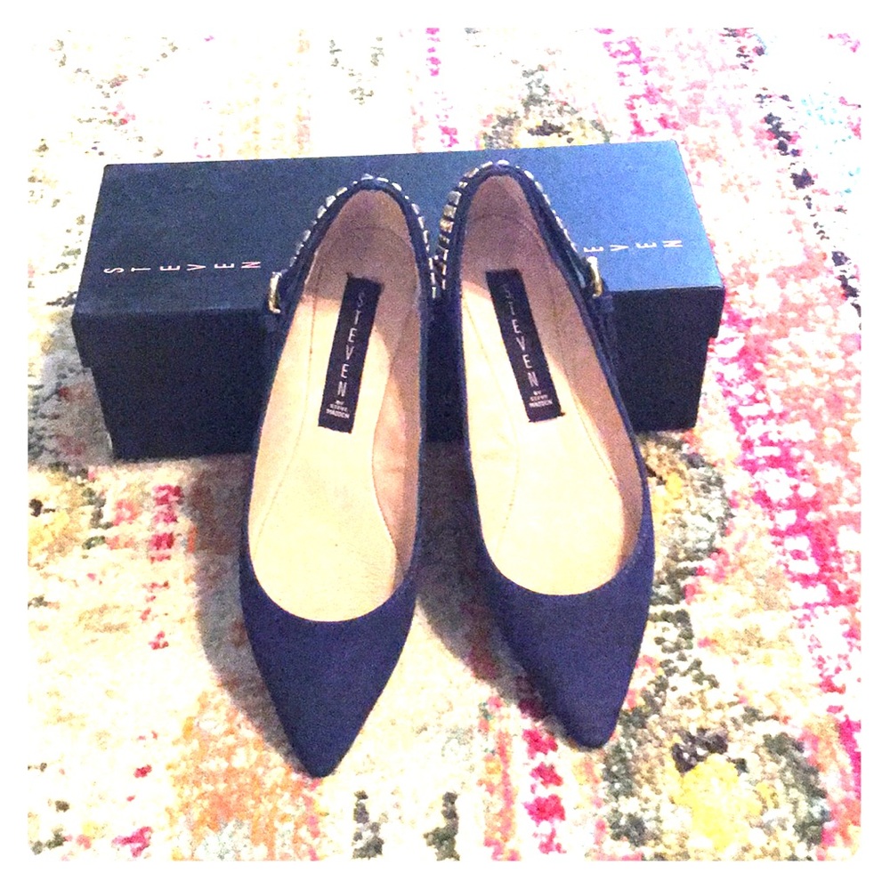 Steve Madden Eavan Navy Suede Ballet Flats 6.5 NEW